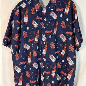 St. Louis Cardinals Budweiser All-Over Print Button-Up Shirt Men's XL